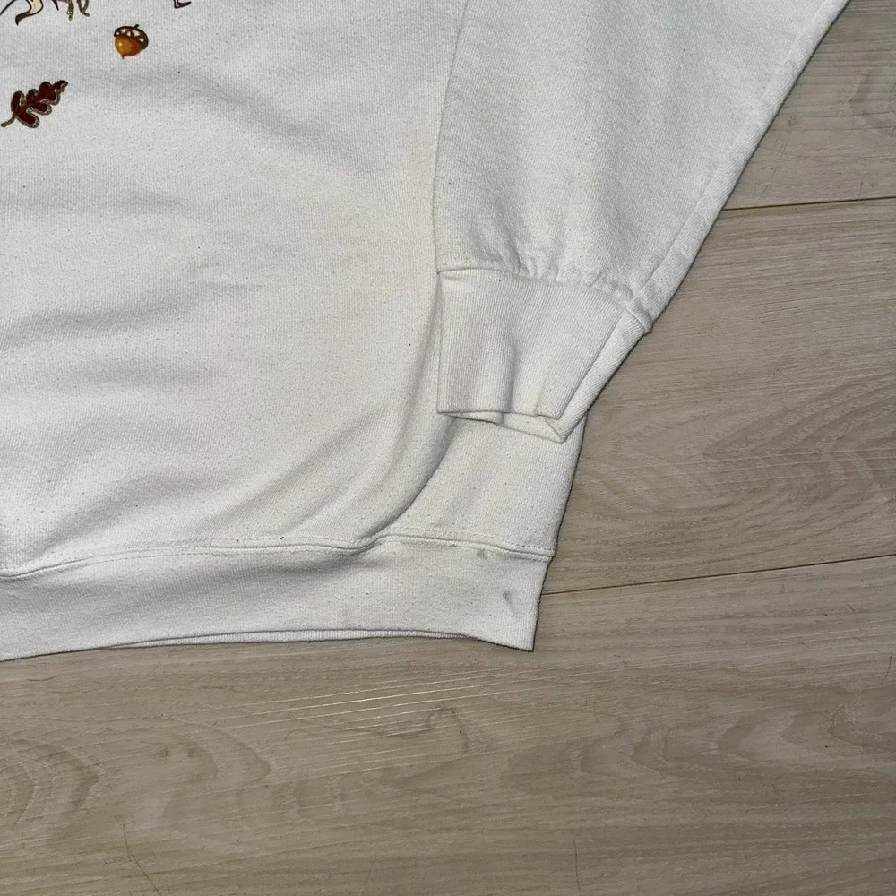 Vintage 90s‎ Fall Autumn Crewneck Sweater Size XL Leaves White Lifestyles Corn